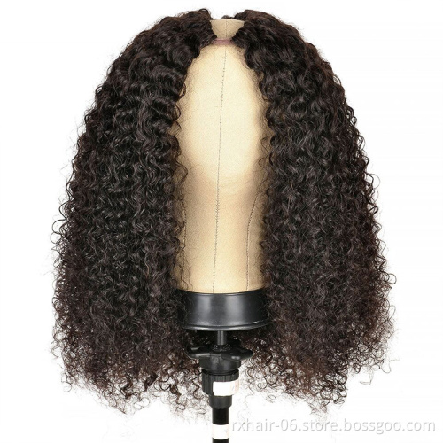 ISEE Hair New V Part Wig Human Hair Curly,Raw Burmese Hair Glueless Thin Part Wig,U Part Wig Blend With Your Own Hairline